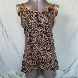 Shear, leopard print tank top